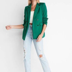 Supersoft Double Knit Double Breasted Blazer in Emerald Green
